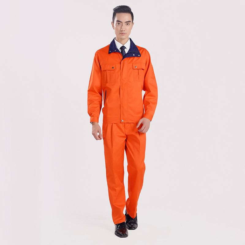 橙色长袖工作服套装 冬季劳保服厂家直销 秋冬工作服批发