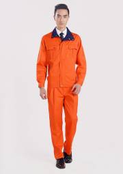 橙色长袖工作服套装 冬季劳保服厂家直销 秋冬工作服批发