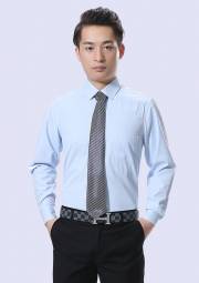 男式长袖衬衫 春夏男装商务纯色衬衫 尖领修身青年衬衣职业
