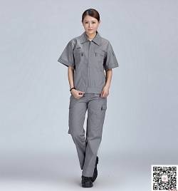 灰色涤棉细帆布工作服定做 HY-XJ08