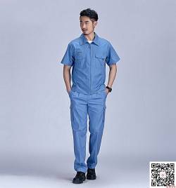 浅蓝涤棉细帆布工作服定做 HY-XJ09