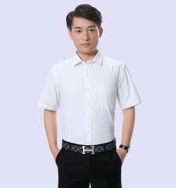 2018新款白色男装短袖衬衫 男式工装衬衣 修身商务上班衬衣